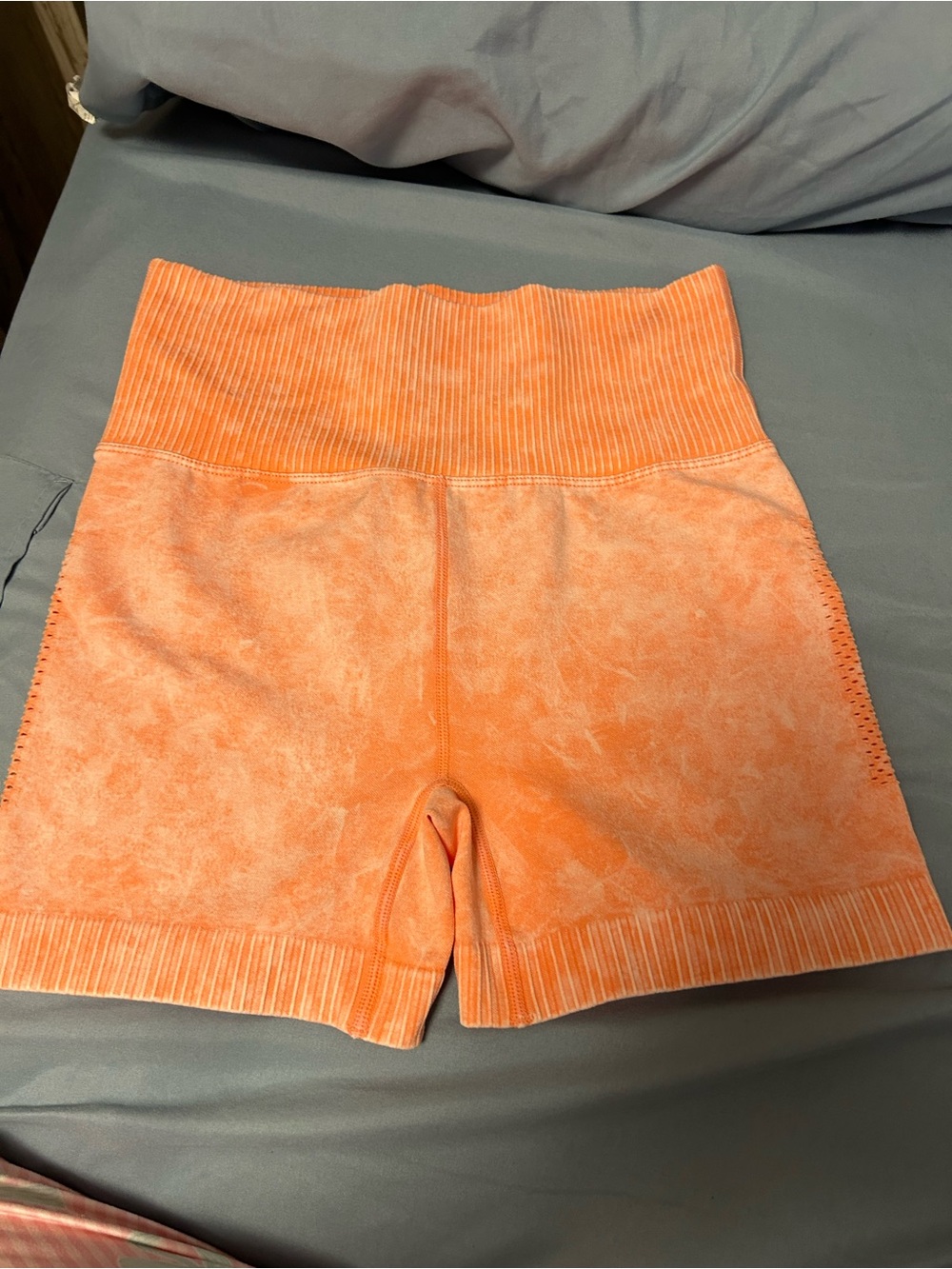 Zenana Outfitters Orange Ribbed High-Waist Bike Shorts